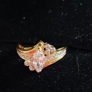 Yellow Gold Overlay Marquise Cut size 10